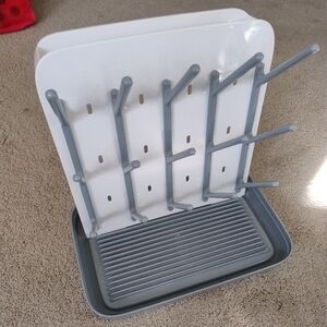 Plastic Baby Bottle Dish Drying Rack - White & Gray